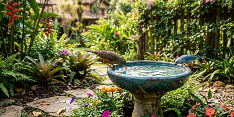 Se você tem um bebedouro para pássaros é recomendado colocar um item natural dentro dele