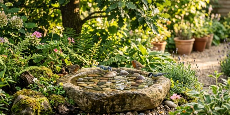 Pedras pequenas no bebedouro: por que isso pode salvar pássaros no calor