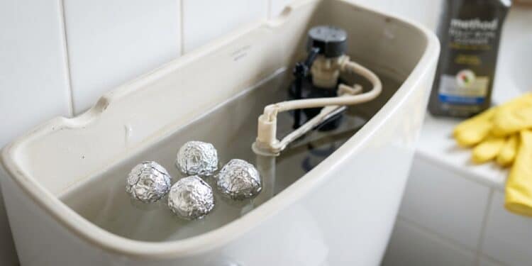 Bolinhas de alumínio na caixa acoplada auxiliam na manutenção e higiene do banheiro