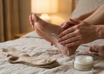 Pés de seda sem lixa: o ritual da meia de algodão que recupera calcanhares rachados em uma noite