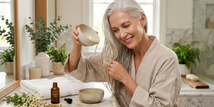 Pode ser feito em casa e ajuda a dar brilho aos fios brancos sem química: como preparar chá de camomila com óleo de argan