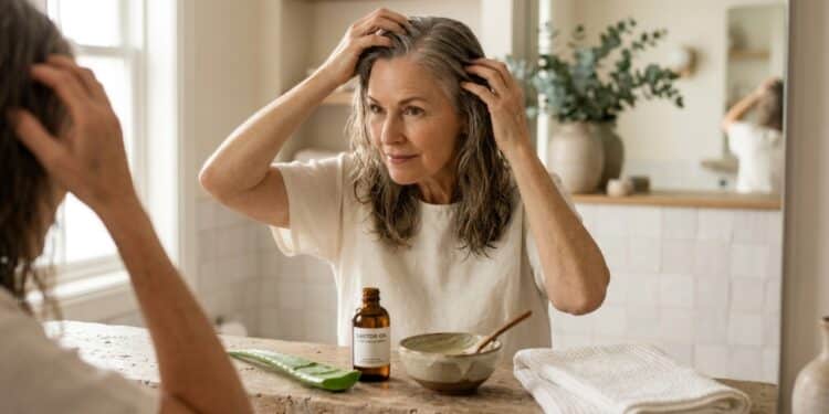 Babosa com óleo de rícino: como controlar a queda de cabelo após os 55 de forma natural