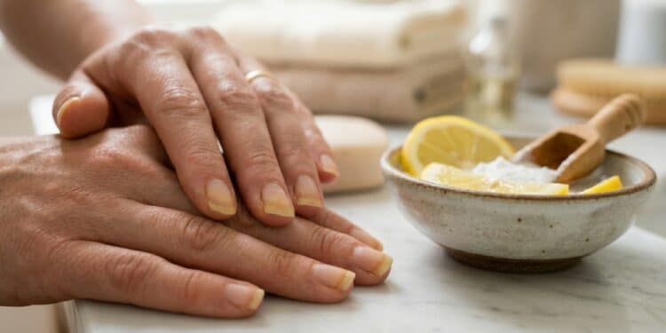 O truque do limão com bicarbonato que remove o amarelado das unhas em apenas 5 minutos