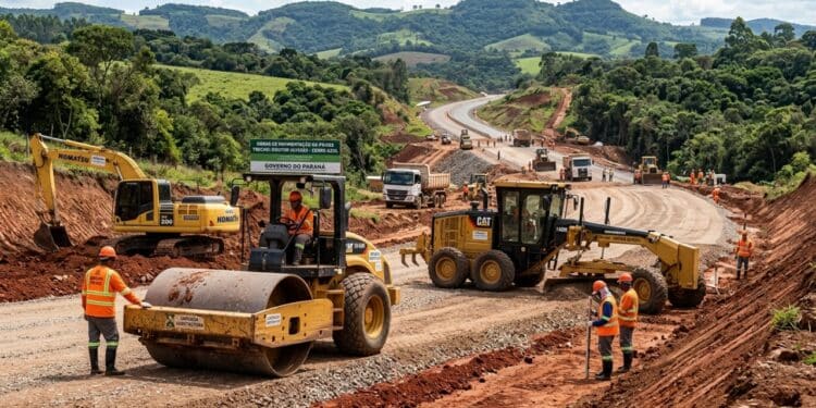 Obra da PR-092 entra em fase decisiva com 27,21% de avanço e R$ 56,9 milhões no Paraná