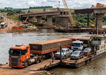 Ponte do Rio Piquiri passa por recuperação de R$ 12,4 milhões com balsa gratuita operando sem parar