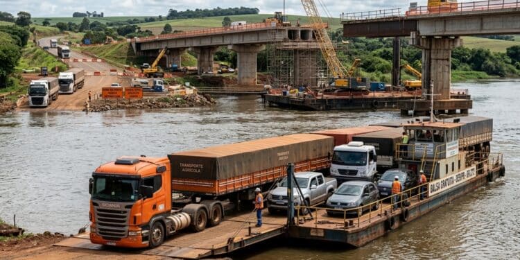 Ponte do Rio Piquiri passa por recuperação de R$ 12,4 milhões com balsa gratuita operando sem parar