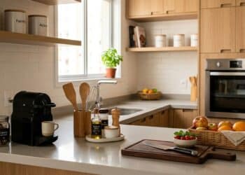 Cozinha funcional com poucos itens visíveis facilita a rotina e melhora o ambiente