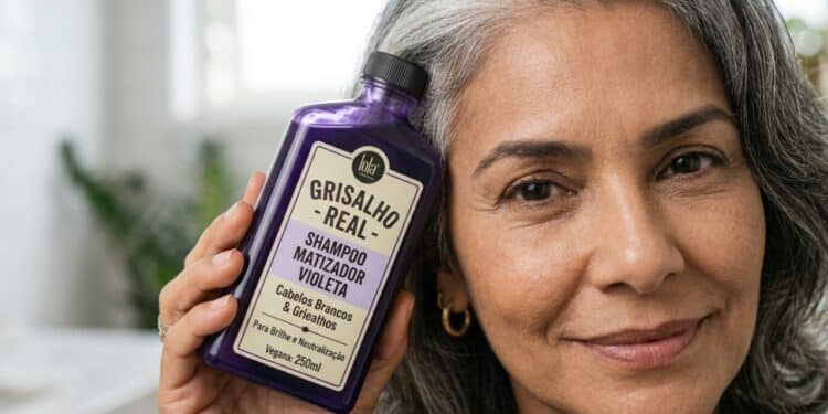 Shampoo tonalizante de farmácia cobre até 70% dos fios brancos e é opção rápida para mulheres 40+