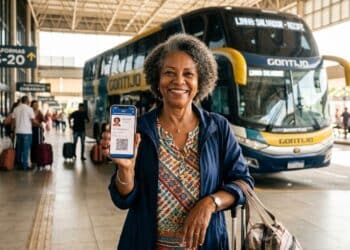 Minha tia de 60 anos chora de alegria ao conseguir viajar de graça para ver a família com o benefício garantido