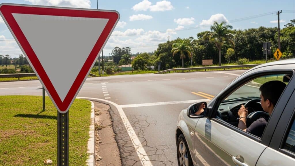 Placa triangular com borda vermelha: o que ela indica e por que exige atenção imediata