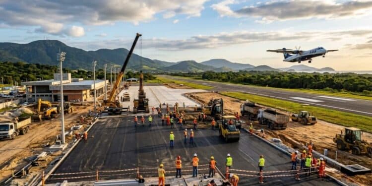 Reabertura de aeroporto estratégico em SC avança com obras de R$ 8,3 milhões já com 35% de conclusão para melhorar as condições de segurança e mobilidade aérea na região