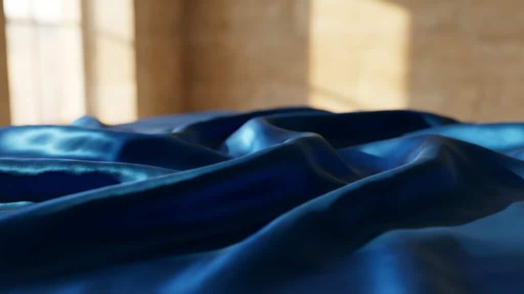 Vestido de cetim em azul vibrante com brilho luxuoso