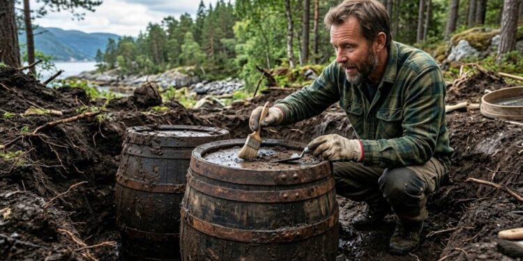 Achado raro na Noruega revela barris intactos do século 17 e surpreende pesquisadores com detalhes impressionantes sobre construções antigas
