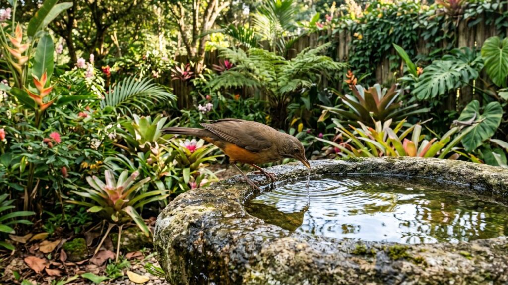 Se você tem um bebedouro para pássaros é recomendado colocar um item natural dentro dele