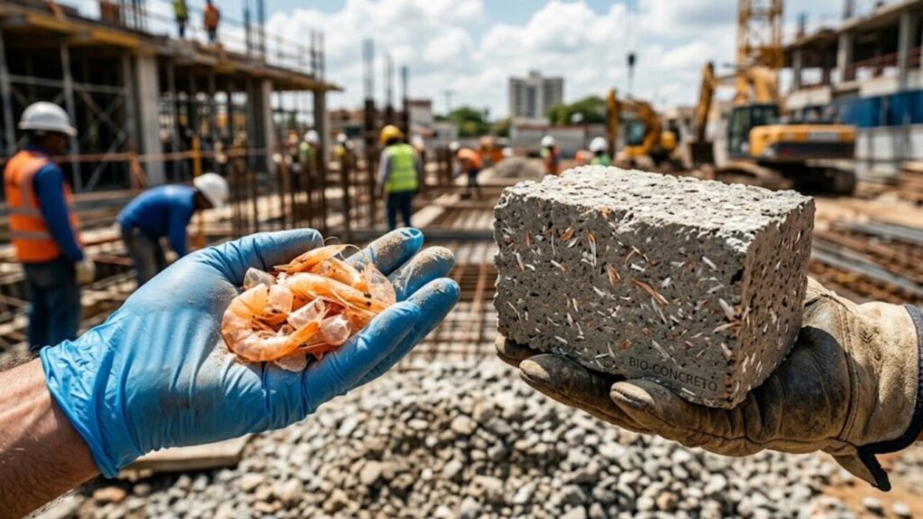 Tecnologia inovadora transforma resíduo de casca de camarão em 'concreto limpo' mais forte, antibacteriano e até 67% mais resistente para construções
