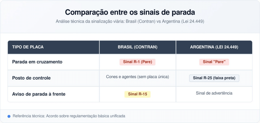 Tabela comparativo entre Brasil x Argentina