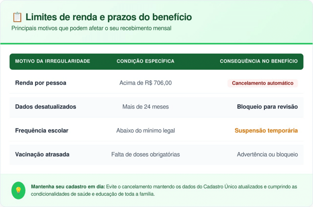 Limites de renda e prazos