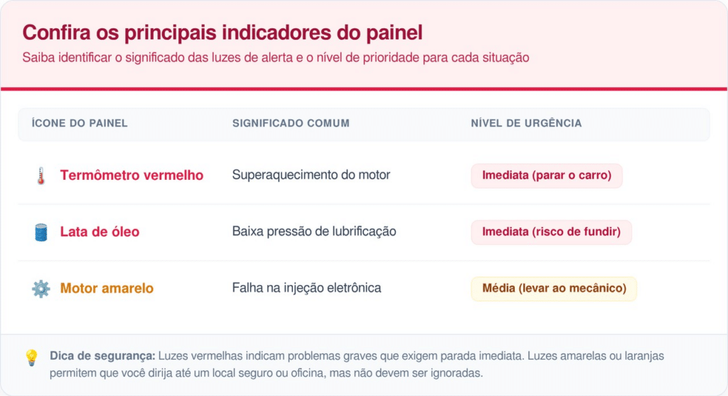sinais de alerta do carro
