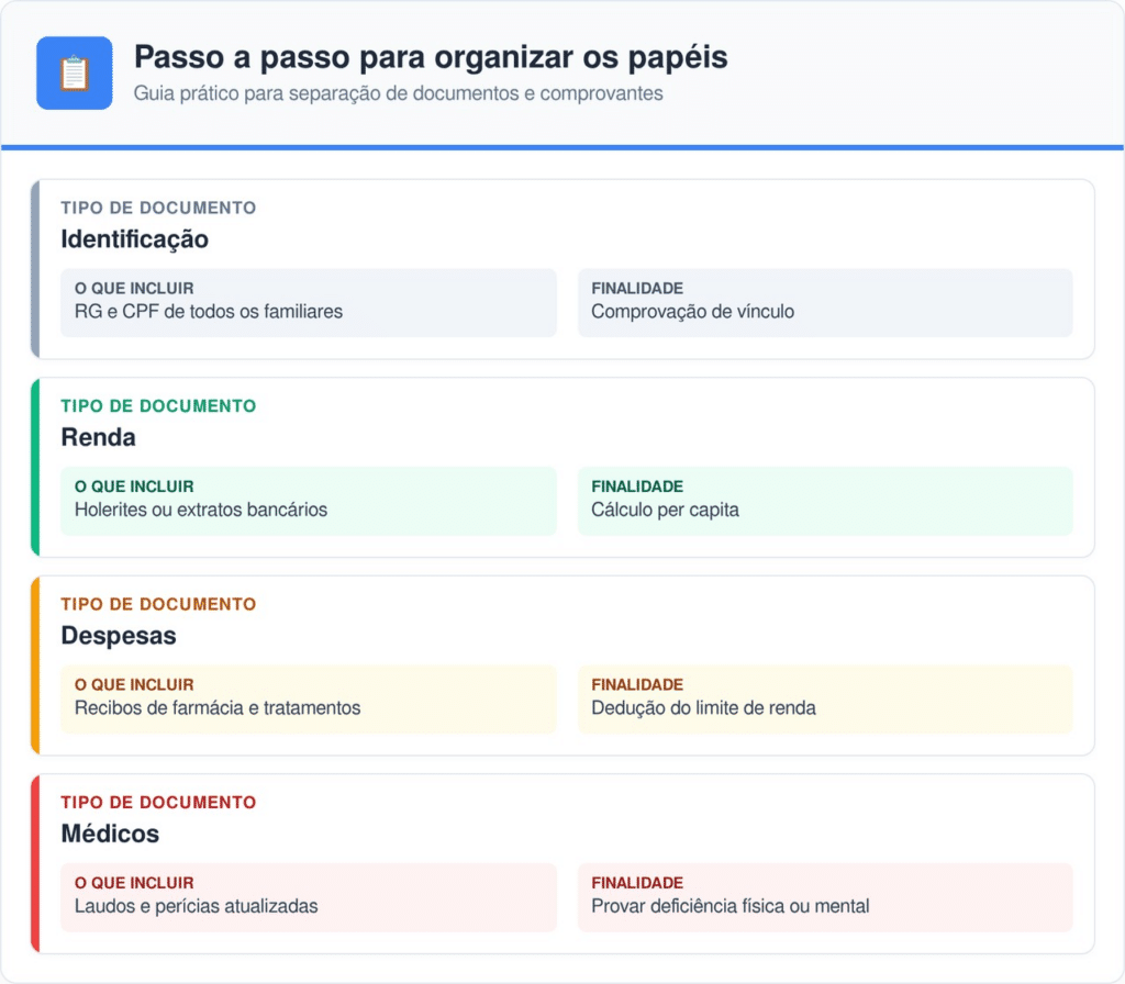 Dica: Mantenha cópias digitais e originais em pastas separadas por categoria