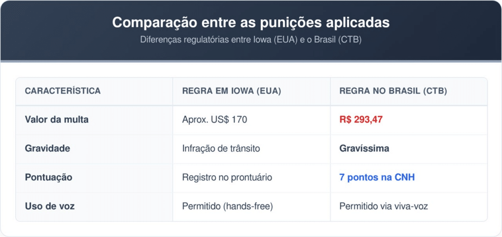 O CTB (Código de Trânsito Brasileiro) aplica normas federais rígidas para o uso de dispositivos móveis ao volante