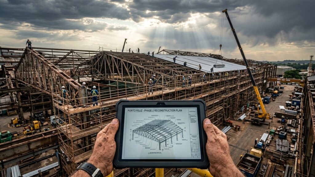 Visão do gestor acompanhando a reconstrução da fábrica de Porto Feliz - Imagem ilustrativa