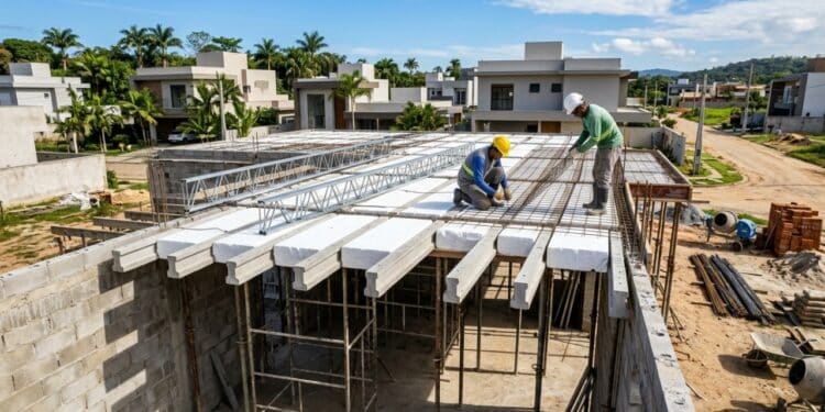Uso de laje pré-moldada reduz drasticamente os gastos com pessoal na construção