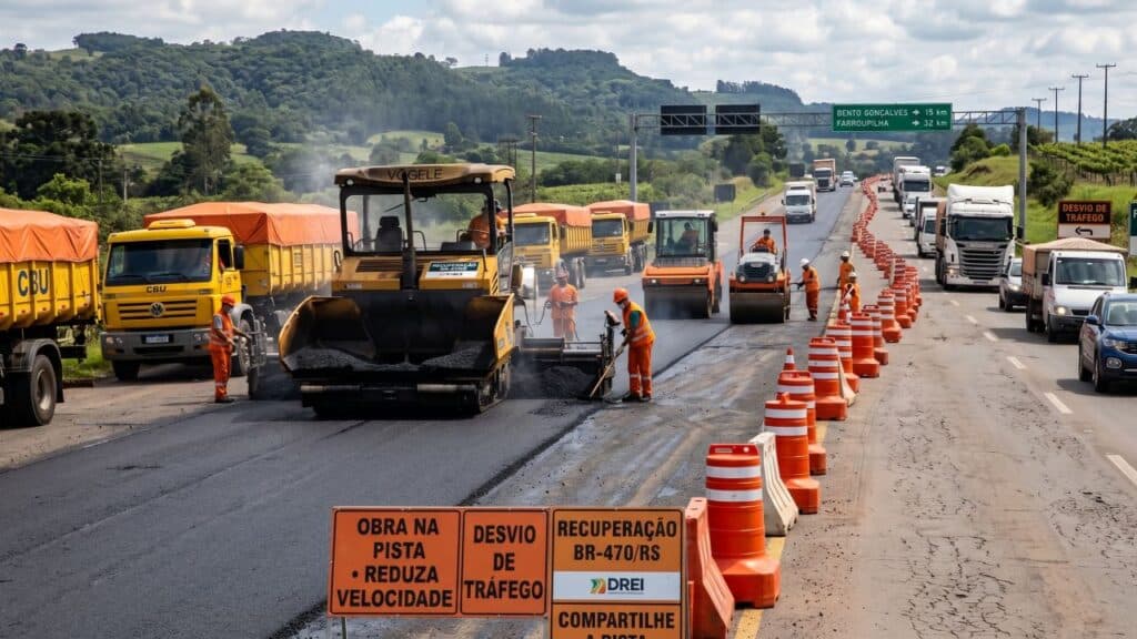 Trechos da BR-470/RS ganham reforço no pavimento e na sinalização em corredor estratégico do RS