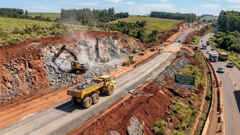 Duplicação da PRC-466 chega a quase 30% de execução com investimentos de R$ 207,4 milhões em 27 quilômetros no Paraná