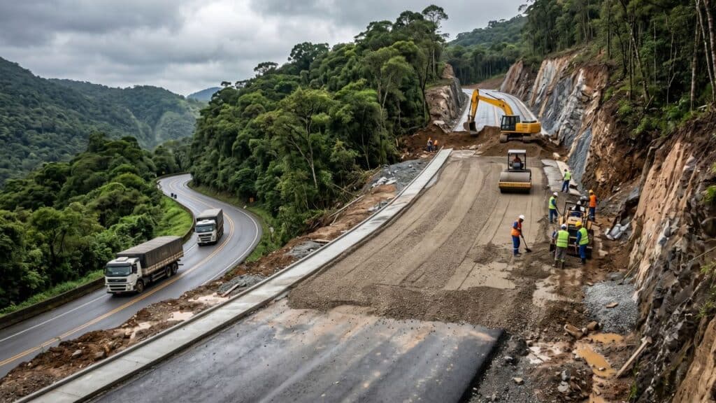 Obra das áreas de escape na Serra Dona Francisca entra em fase decisiva com 75% concluídos