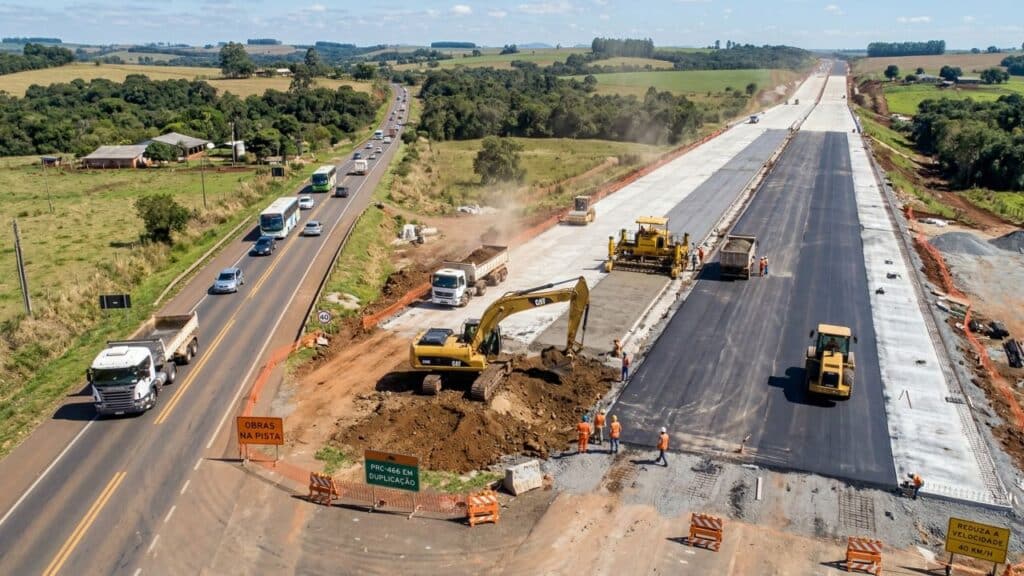 Duplicação da PRC-466 chega a quase 30% de execução com investimentos de R$ 207,4 milhões em 27 quilômetros no Paraná