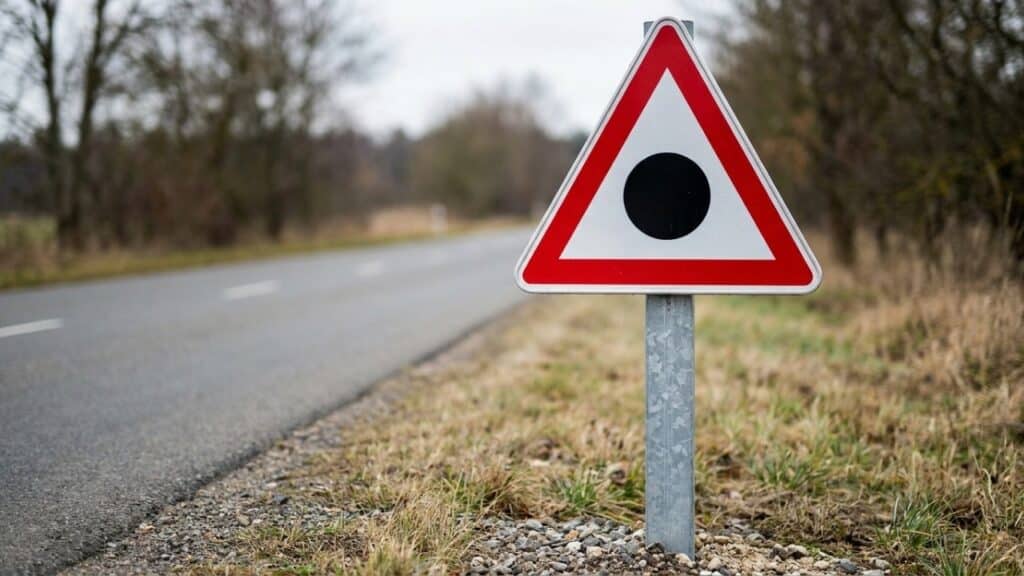 Viu um triângulo com um ponto no meio na estrada? Saiba exatamente o que fazer