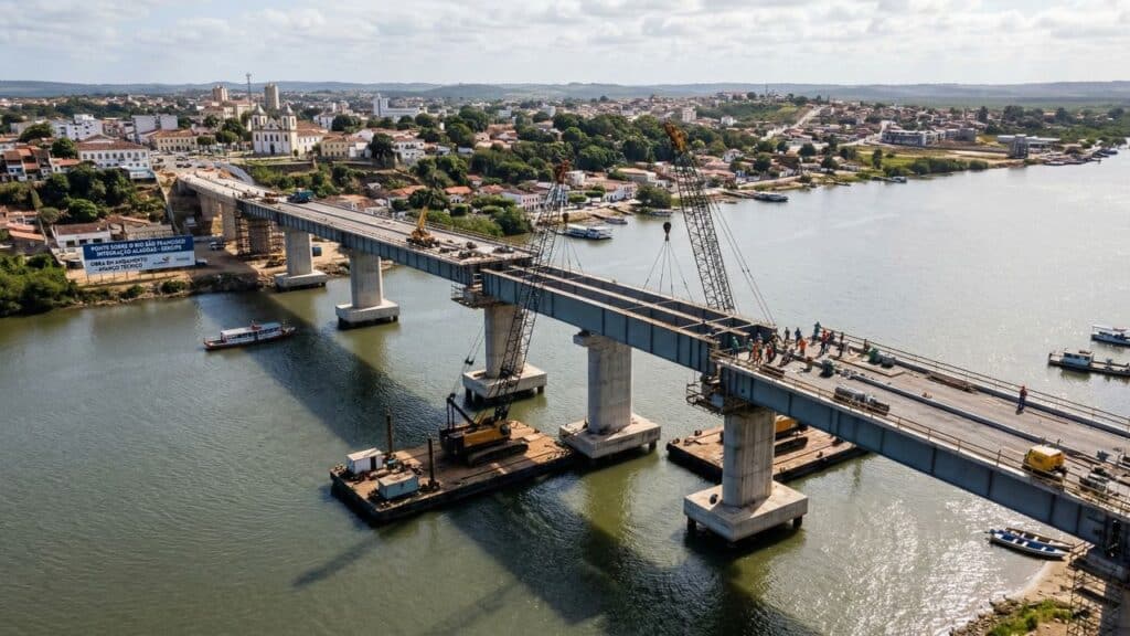Ponte sobre o Rio São Francisco avança a 50% com R$ 203 milhões e 1,18 quilômetro na BR-101
