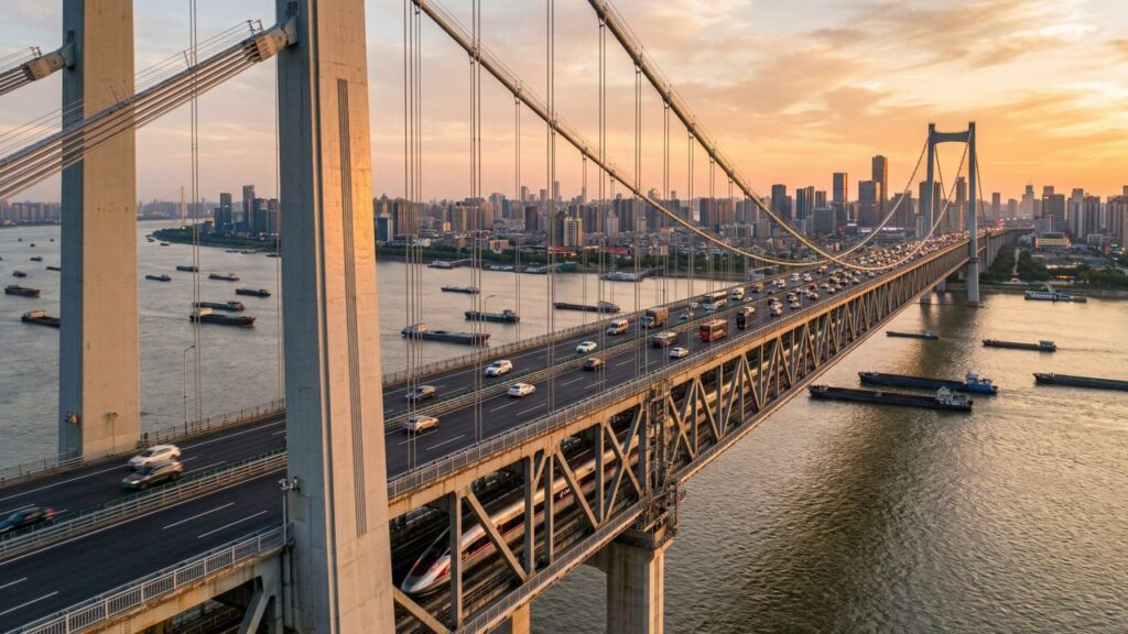 Ponte suspensa com 10 km, seis pistas e trilhos para trem-bala é inaugurada como a maior do mundo