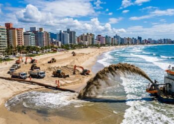 Praia de Santa Catarina recebe autorização para iniciar alargamento histórico da faixa de areia com cerca de 416 mil m³ ao longo de 4,7 km da orla