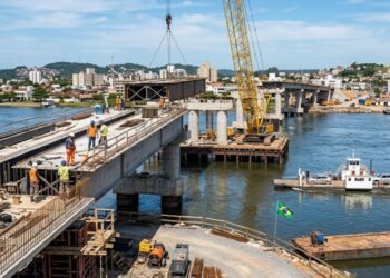 Imagem ilustrativa das obras da Quarta Ponte em Araranguá, no Sul de SC