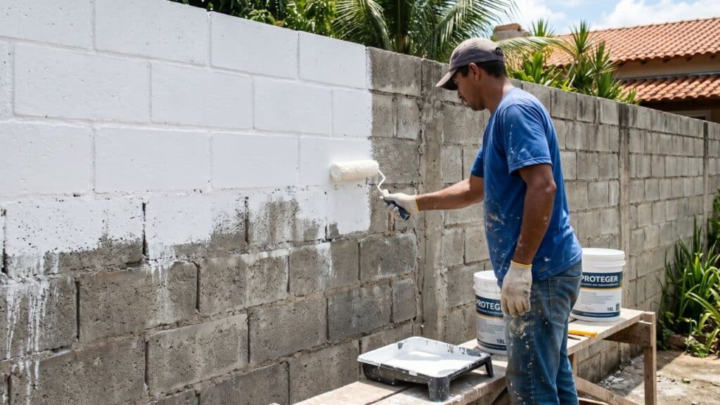 Revestimento líquido feito em casa protege muros contra sol e chuva, evita descascamento e aumenta a durabilidade da pintura