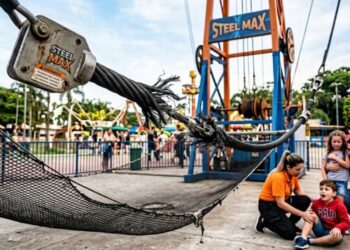 Cabo de brinquedo se rompe em parque e quatro crianças ficam feridas