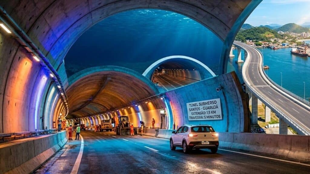 Megaobra de R$ 6,8 bilhões no Brasil terá túnel submerso de 870 metros, promete revolucionar a logística no país e reduzir tempo de viagem de 1 hora para menos de 5 minutos