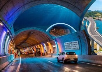 Primeiro túnel submerso do Brasil recebe investimento de R$ 2,6 bilhões, terá 1,5 km de extensão e vai reduzir travessia entre as cidades de cerca de uma hora para apenas 5 minutos