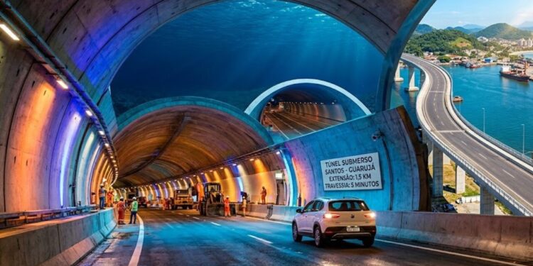 Primeiro túnel submerso do Brasil recebe investimento de R$ 2,6 bilhões, terá 1,5 km de extensão e vai reduzir travessia entre as cidades de cerca de uma hora para apenas 5 minutos