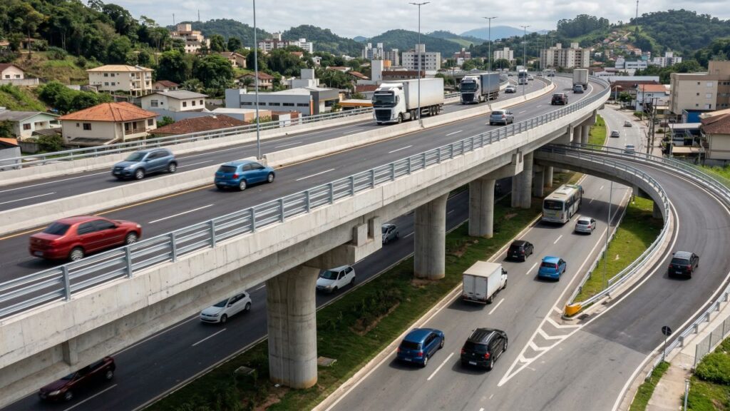 Viaduto em Blumenau recebe R$ 16 milhões e já beneficia 30 mil motoristas por dia na BR-470