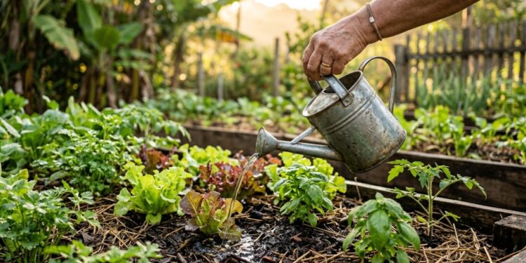 A melhor hora para regar a horta no calor e manter as plantas mais protegidas
