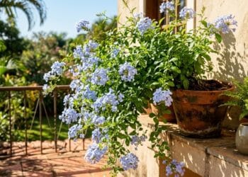 Esta planta resistente ao sol cria uma cascata azul linda na varanda durante meses
