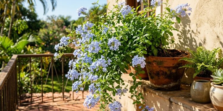 Esta planta resistente ao sol cria uma cascata azul linda na varanda durante meses