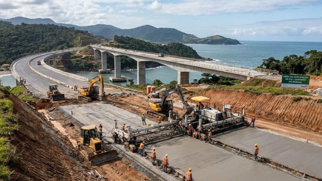 Duplicação de R$ 274,5 milhões na PR-412 avança com viaduto e 14,28 km em concreto