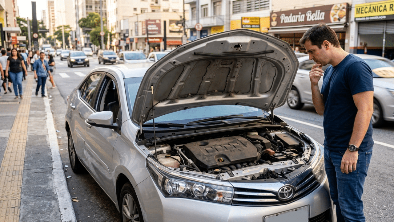 O que quer dizer quando um motorista deixa o capô do carro aberto na rua