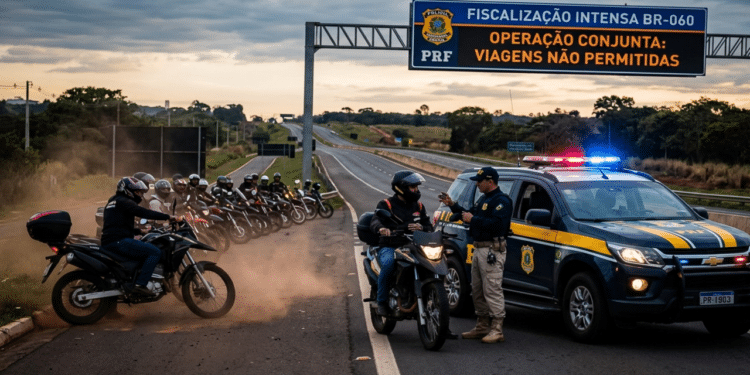 PRF multa mais de 500 motoqueiros na BR-060 e soma R$ 1 milhão em multas por viagens consideradas não permitidas