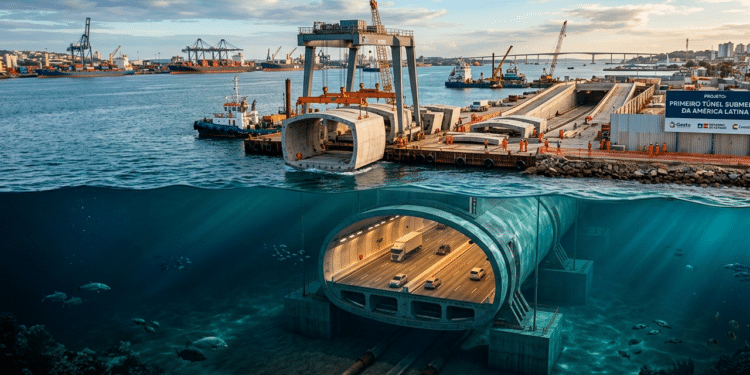 Megaobra de R$ 6,8 bilhões terá o primeiro túnel submerso da América Latina com 870 metros embaixo d'água e promete encurtar travessia de 1h para 5 minutos // Imagem ilustrativa