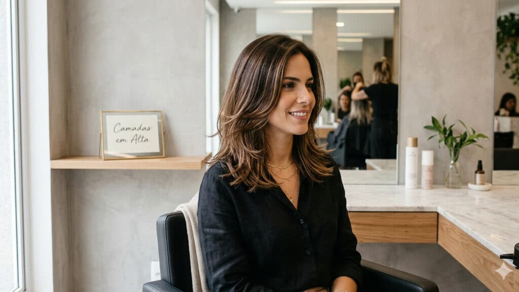 corte em camadas para cabelo médio