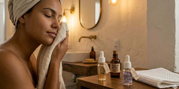 Massagem facial compressiva e o efeito “rosto descansado”: a técnica de 2 minutos com toalha morna que redefine o contorno